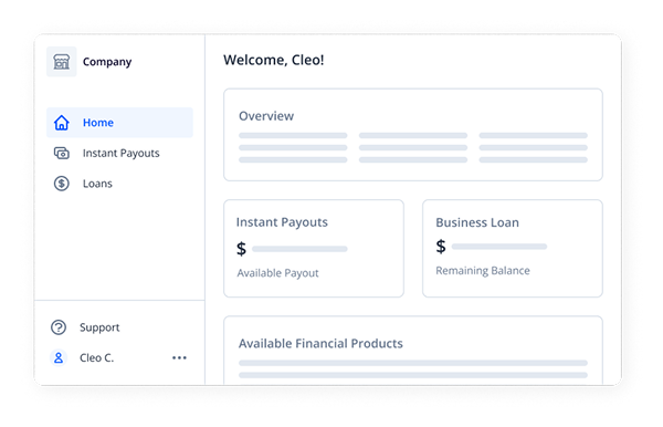Dashboard preview showing financial tools interface